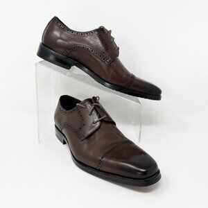 Gifennse Mens Brown Leather Handmade Lace up Oxford Dress Shoes Size 8